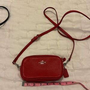 Coach crossbody, red.  Adjustable strap